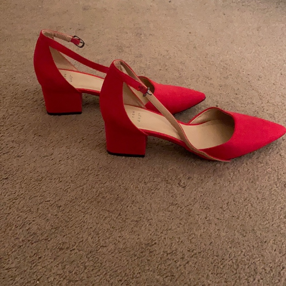 Red kitten heels